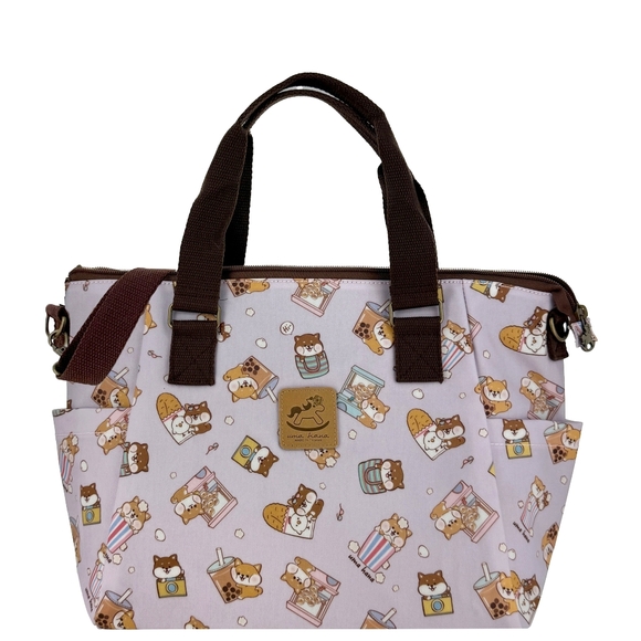 Waterproof Shiba Inu Shoulder Crossbody Convertible Handbag W/ ID Badge Clip